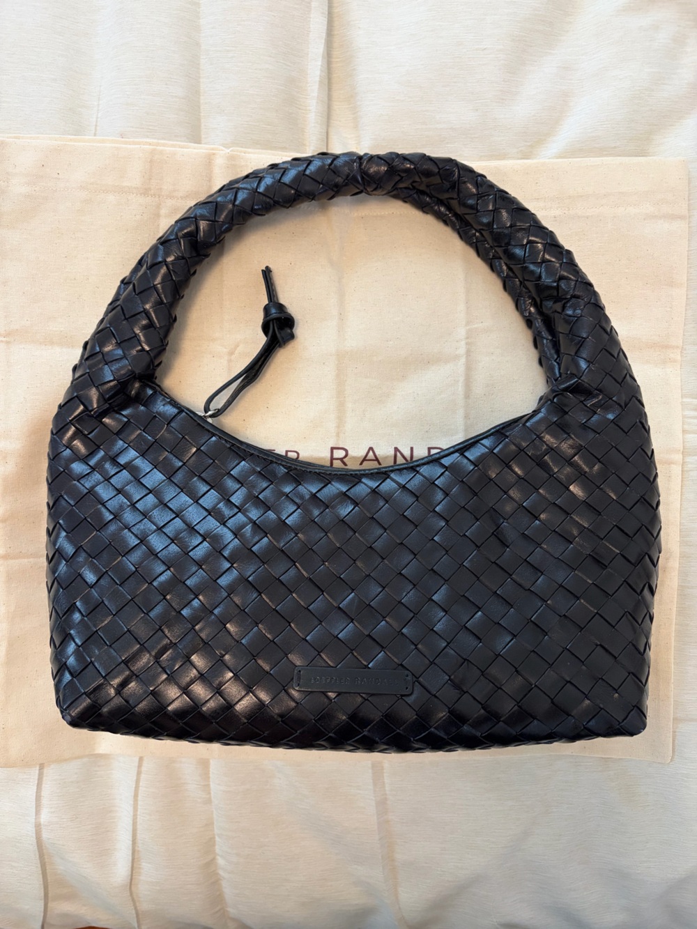 Loeffler Randall Black Woven Leather Shoulder Bag
